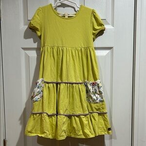 Matilda Jane Lime Dress with Floral Pockets
